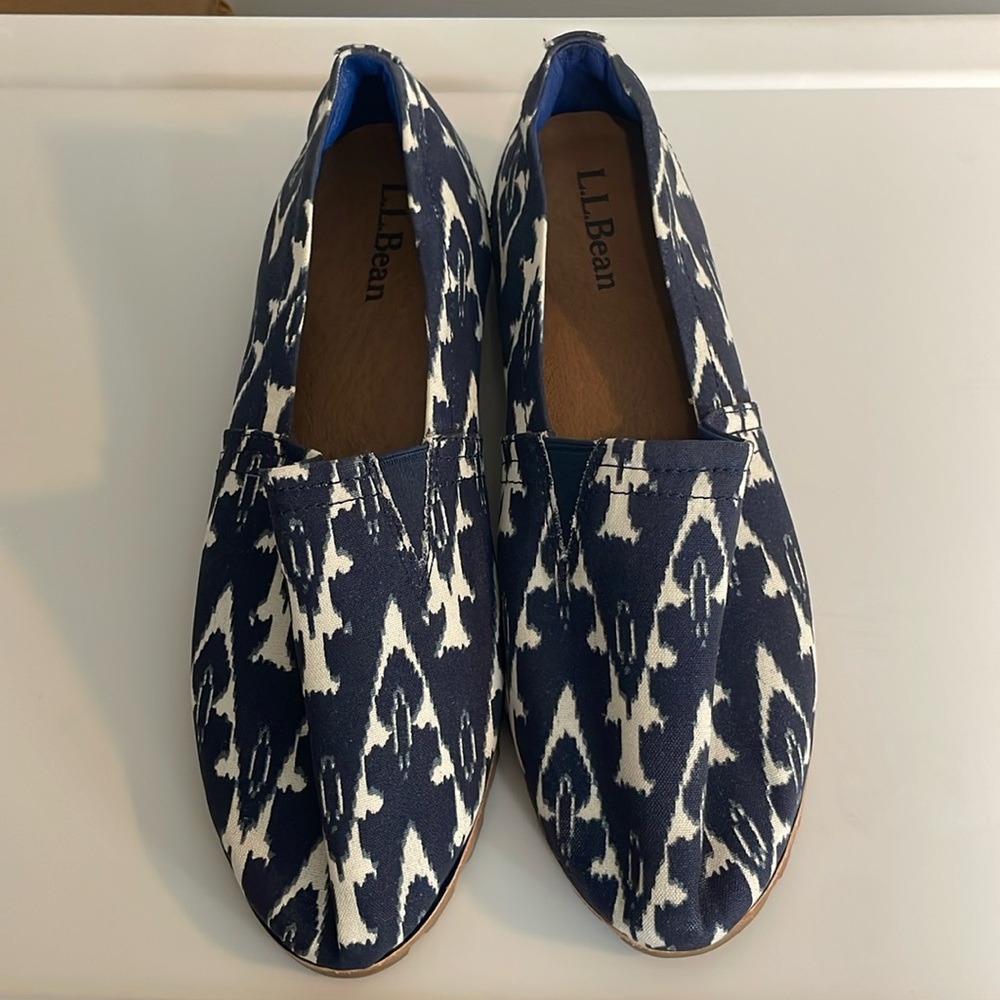LL Bean Women's Lakewashed Blue Soft Leather Comfort Everyday Slip-On shoes 10